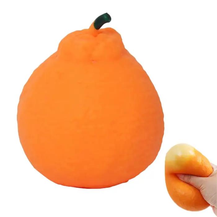 Balle anti-stress réaliste en forme d'orange - Jouet à presser à remontée lente pour soulager l'anxi