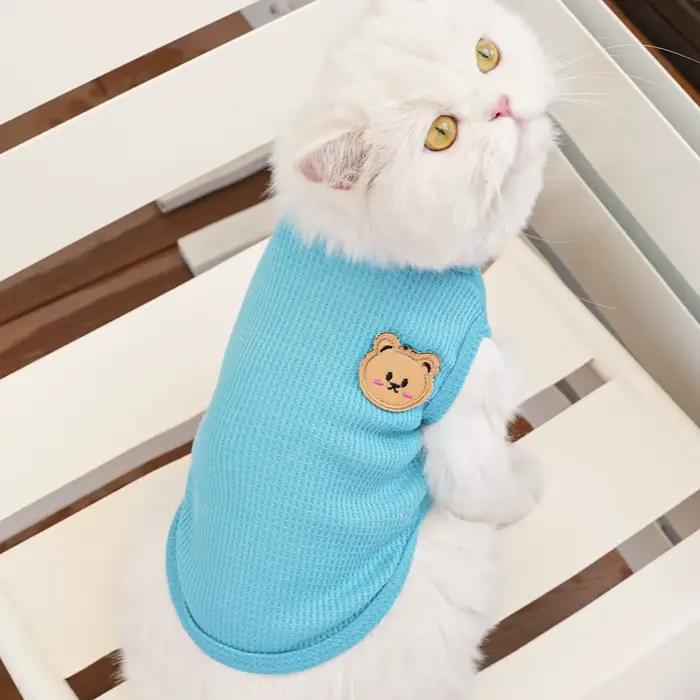 Vêtements pour chat, ours gaufré, gilet pour animaux de compagnie, Teddy d'été, Chihuahua, petit chi