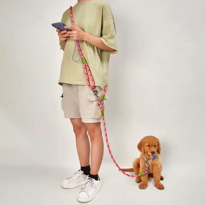 Laisse double pour chien avec corde élastique, anti-éclatement et anti-rupture, accessoires pour ani