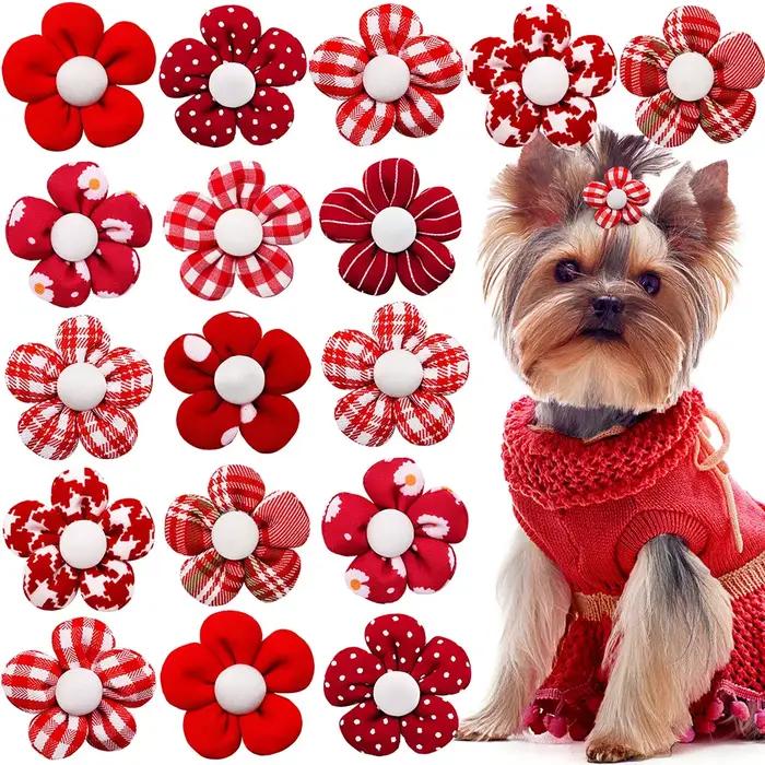 Nministériels d papillon décoratif avec bandes en caoutchouc pour petit chien, fleur, cheveux de chi