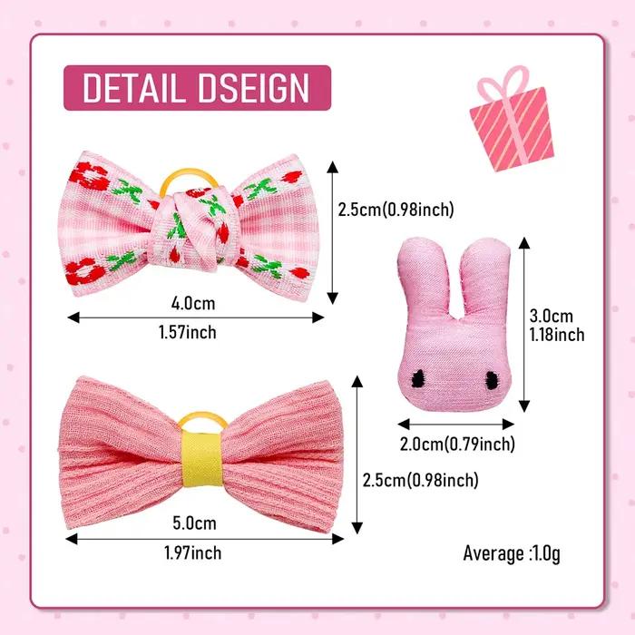 Nœuds de cheveux de petit chien de Style rose, 10 pièces, avec bandes en caoutchouc, décoration de c