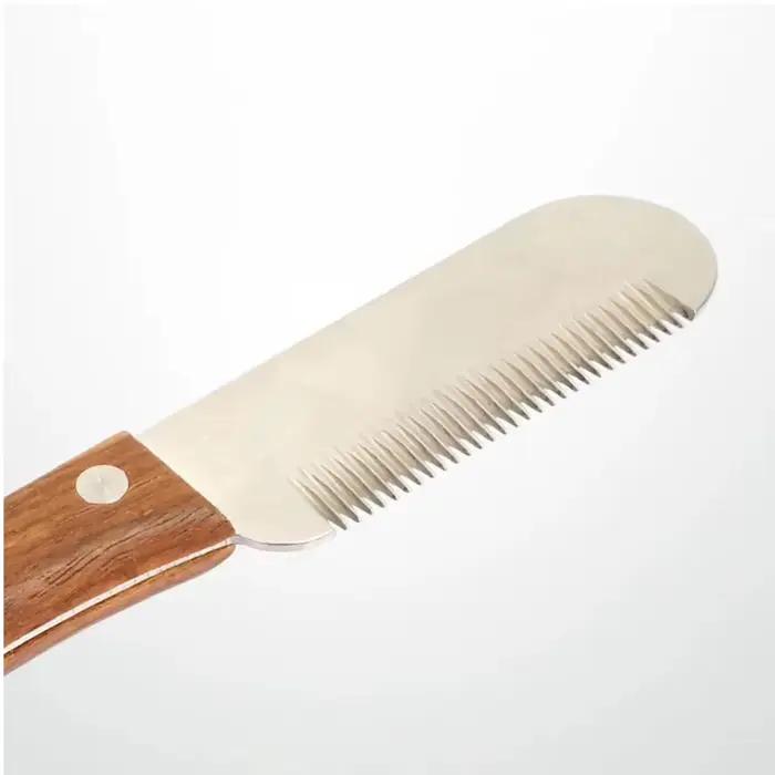 Couteau à dénuder avec manche en bois en acier inoxydable pour animaux de compagnie, peigne professi