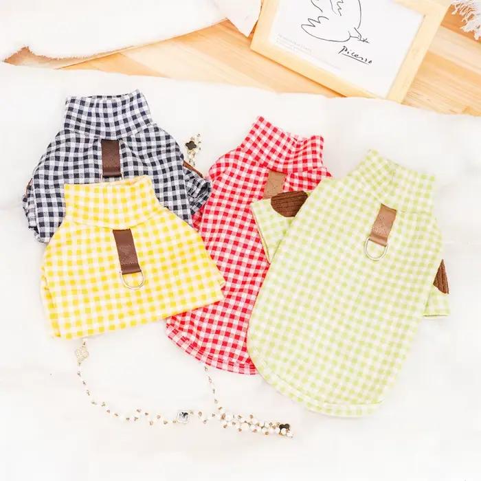Vêtements en coton doux pour chien, chemise chaude à carreaux pour chien, pull de luxe pour chiot, c