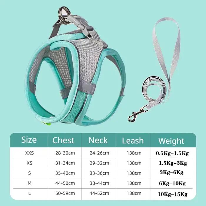 Ensemble de laisse harnais pour chien pour petits chiens, gilet réglable pour chiot et chat, bouledo