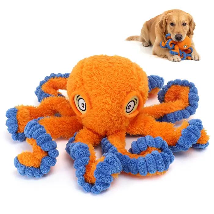 Jouet couineur pour chien Octopus : Peluche interactive pour tirer la balle avec bruit froissé pour 