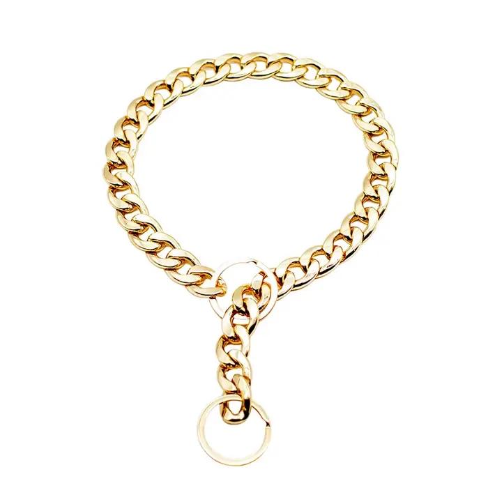 Colliers de formation pour chiens en métal, collier de luxe pour animaux de compagnie, chaîne en or 