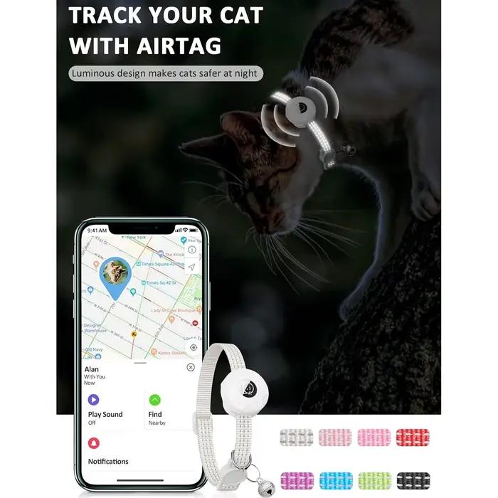 Pour collier de chat Apple AirTag, collier pour animaux de compagnie avec support airtag et cloche c