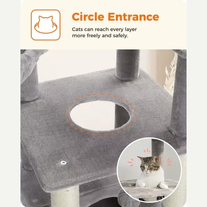 Arbre à chat avec perchoir supérieur, tour pour chat avec hamac en peluche, étagères pour chat, pomp