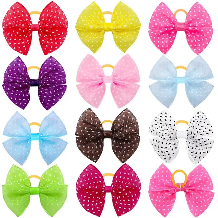 40 pièces dentelle chiens cheveux arcs avec points chien cheveux élastiques coloré toilettage chien 