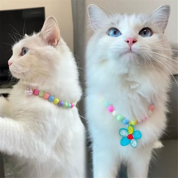 Collier de Perles en Forme de Cœur pour Chien et Chat, Bijou à la Mode, Réglable, Accessoires de Déc