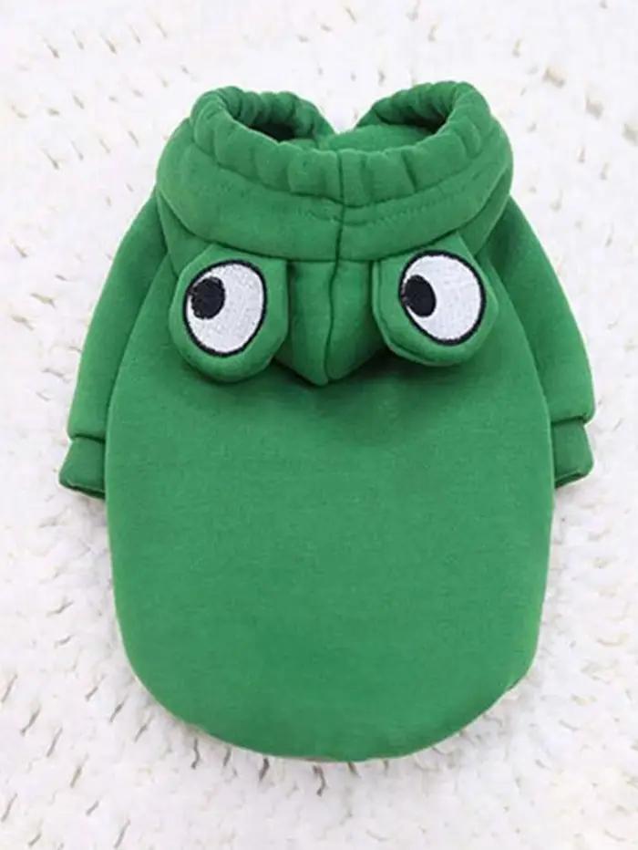 Pull grenouille mignon pour animaux de compagnie, petit et moyen chien, sweat à capuche vert avec de