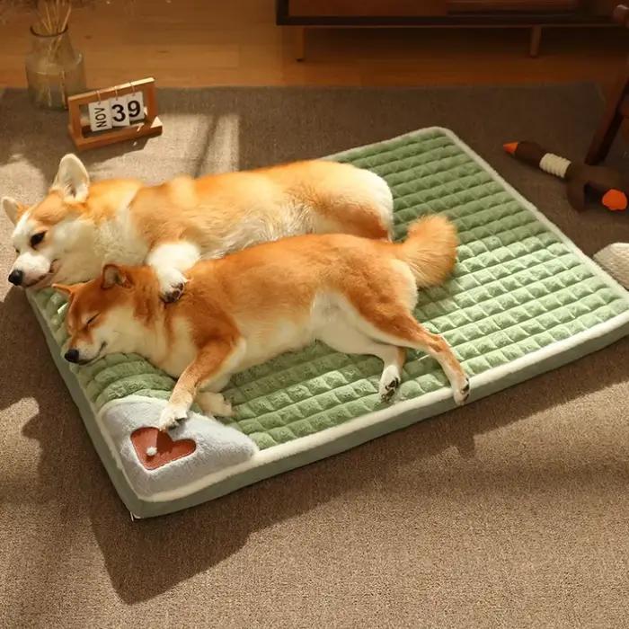 Lits apaisants pour chiens de petite et grande taille, tapis de luxe avec oreiller, housse amovible,