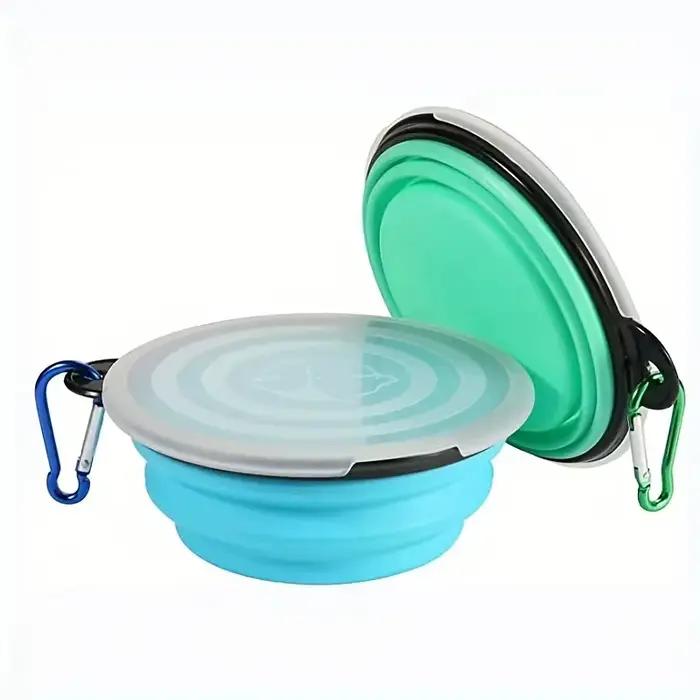Bol pliable Portable pour chien, avec couvercle, plat d'eau et de nourriture pour voyage, avec couve