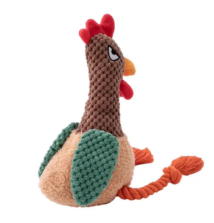 Corde de poulet brute en peluche pour chien, jouets pour coq, grincement, jouet Durable, cuisinier à