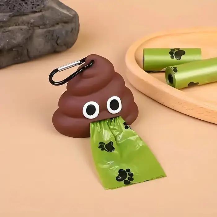 Distributeur de Sacs à Déchets Portable en Silicone pour Chien, avec réinitialisation à Mousqueton, 