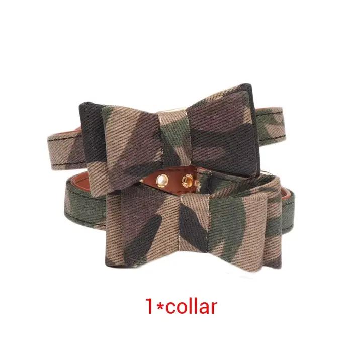 Collier de Camouflage pour chien, laisse, petit chat, Bandana, nœud papillon, mignon, chaîne en cuir