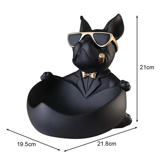 Bouledogue français résine Sculpture chien Statue décoration Statue stockage pièce tirelire entrée c
