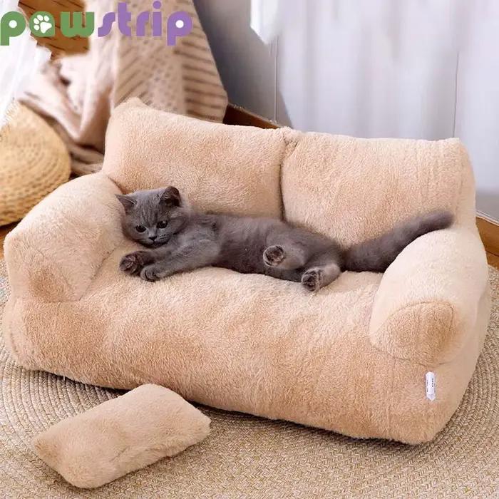 Lit de luxe pour chat, canapé Super doux et chaud pour animaux de compagnie, pour petits chiens et c
