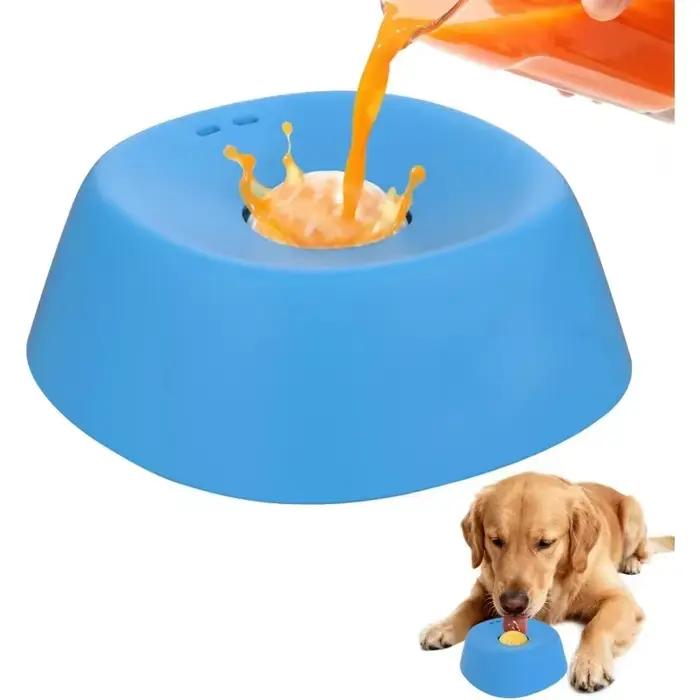 Gamelle anti-glouton liquide pour chien, bol à lécher antidérapant en forme de boule pour soupe aux 