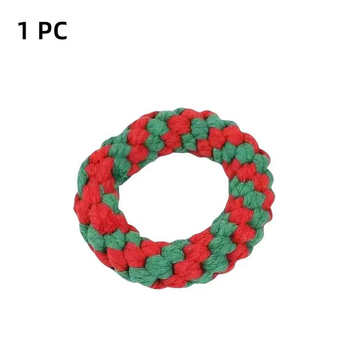 Jouet de noël pour chien, corde en coton, nœud interactif, balle pour chiots, grands chiens, brosse 