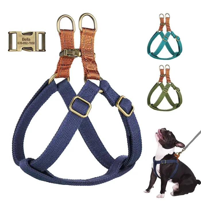 Harnais réfléchissant en nylon personnalisé pour chien, gilet avec étiquette d'identification pour a