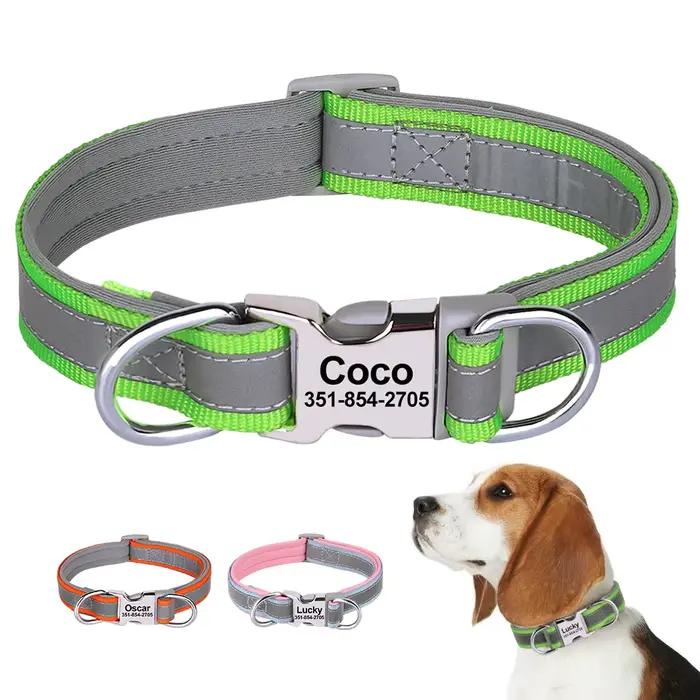 Collier de chien personnalisé réfléchissant doux colliers d'identification personnalisés collier de 