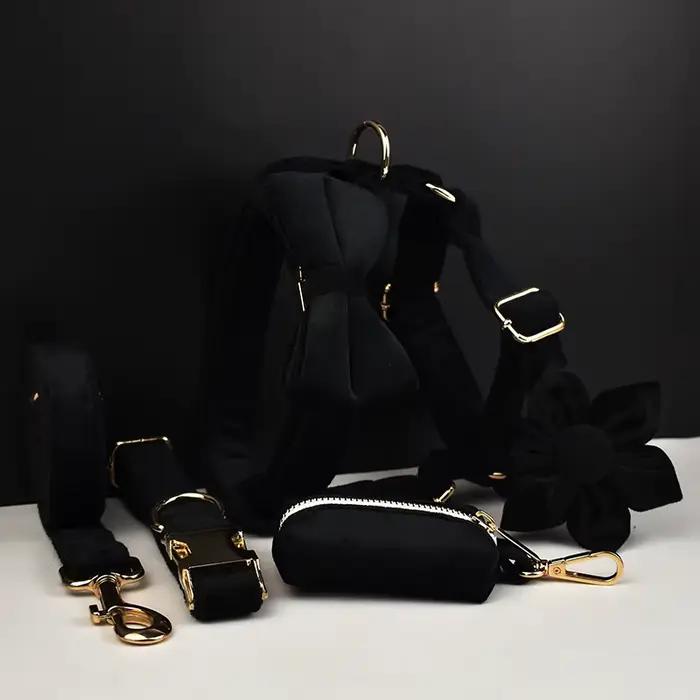 Ensemble collier et laisse pour chien en velours noir, pour chiens de petite, moyenne et grande tail