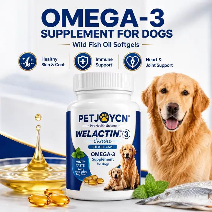 Gélules d'huile de poisson Oméga-3 OEM pour chiens, EPA DHA, soutien de la peau, du pelage et des ar