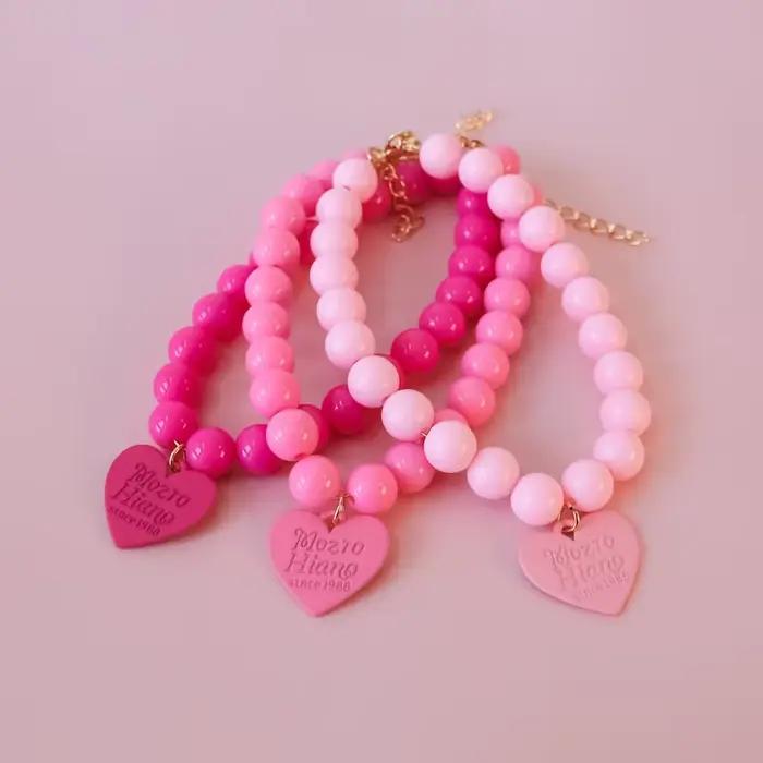 Collier d'amour coloré pour animaux de compagnie, collier de perles pour chien, arc-en-ciel multicol