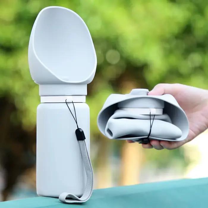 Tasse d'eau pliante de voyage pour animaux de compagnie, Gel de silice, Mini chien de marche en plei