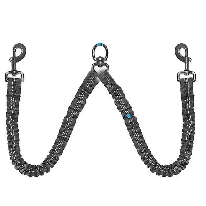 Laisse pour chien, corde pour chien à double extrémité, corde élastique absorbant les chocs, chaîne 