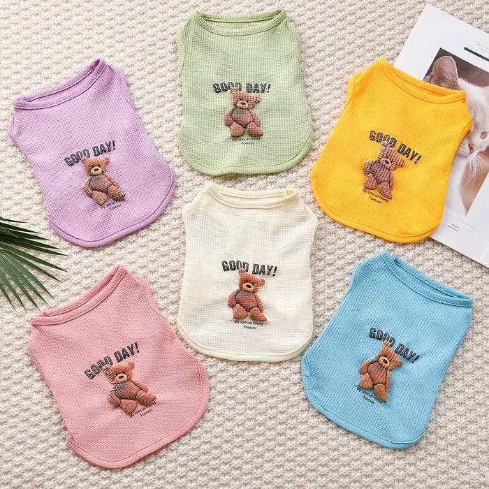 Vêtements pour chiens printemps été animal de compagnie chiot gilet chat Cool mousse ours imprimé ét