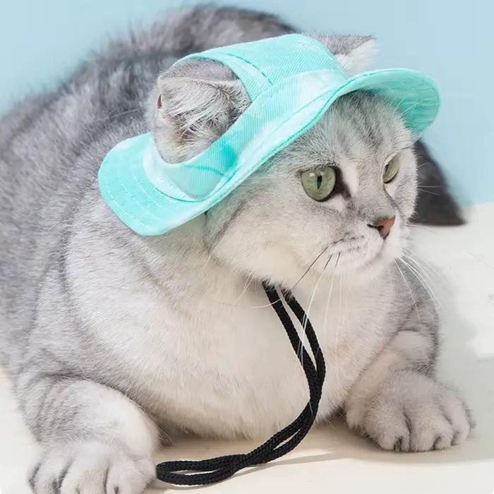 Casquette de pêcheur en coton pour chien et chat, chapeau de soleil respirant pour petits, moyens et