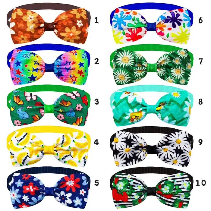20 pièces été petit chien nœud papillon tournesol chien de compagnie noeud papillon collier été acce