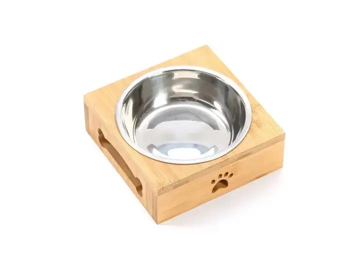 Filles en céramique pour chien et chat, table en bois de bambou dans un chaton, double bol, petit bo