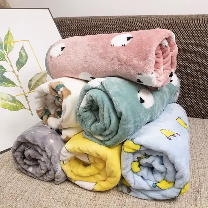 Couverture en flanelle douce pour chien, mignon imprimé de dessin animé, drap de lit pour animaux de