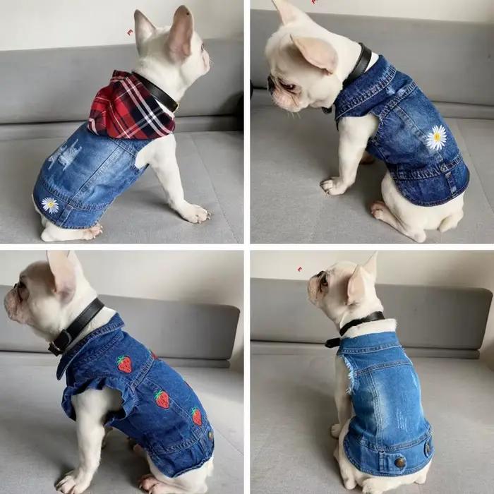 Vêtements pour animaux de compagnie Denim chien Costume été Cowboy gilet marguerite chemise jean ves