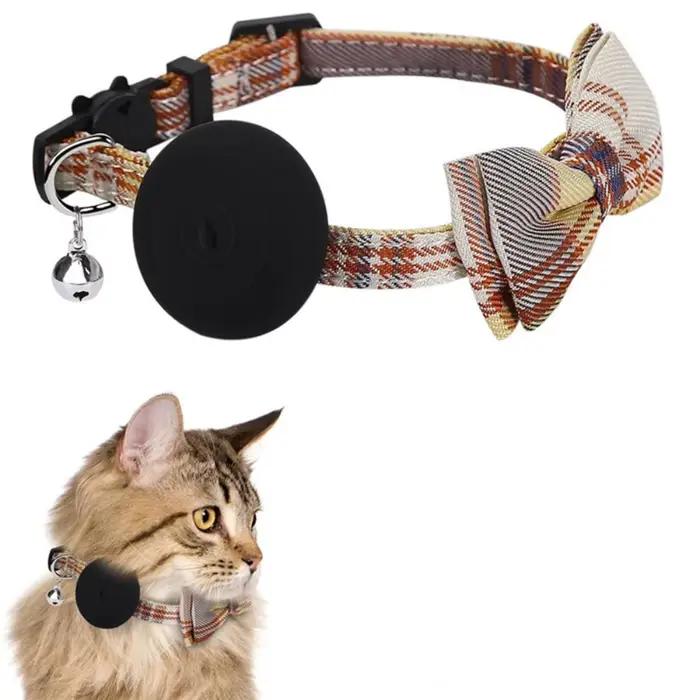 Collier pour animaux de compagnie avec nœud papillon, avec cloche, protecteur en Silicone, support d