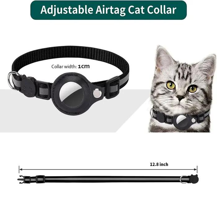 Collier de support AirTag pour chat, bandes réfléchissantes détachables, collier de chaton réglable,