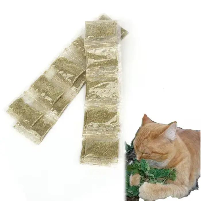 Sacs d'herbe à chat, 10 pièces, poudre de feuilles hachées pour chats, jouets naturels Nepeta Catari