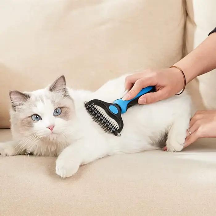 Peigne démêlant pour chiens et chats, brosse démêlante pour poils longs et bouclés, outil de toilett