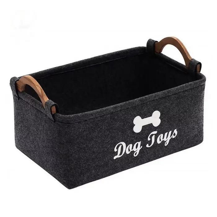 Panier de rangement en feutre pour jouets de chien : Panier multi-usages pour la maison, pour les co