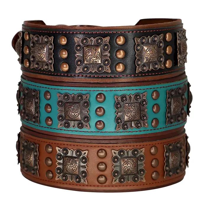 Collier de Luxe en Cuir group pour Chien, Accessoire Durable avec Pointes Cool de 2 Pouces de Large,