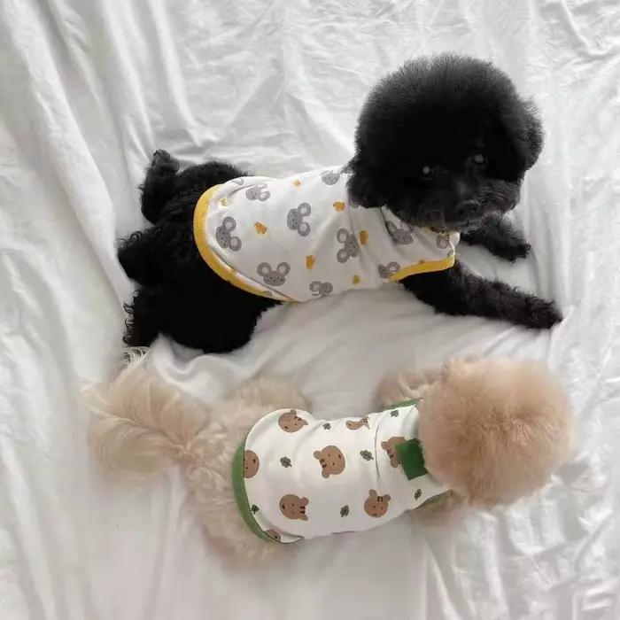 Vêtements pour animaux de compagnie chiot gilet d'été mince poméranien pull ours imprimé T-shirt Ted