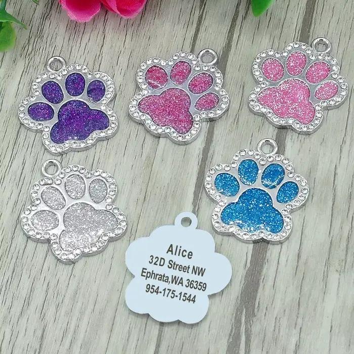 Étiquettes d'adresse personnalisées pour chien et chat, accessoires gravés pour chiot de chat, nom e