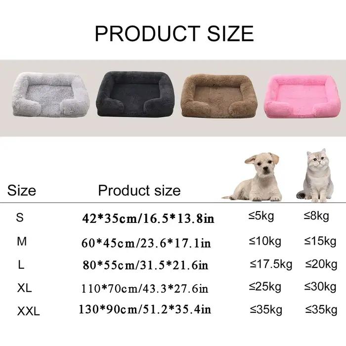 Lit carré en peluche pour animaux de compagnie, coussin épaissi, maison pour chiens et chats, canapé