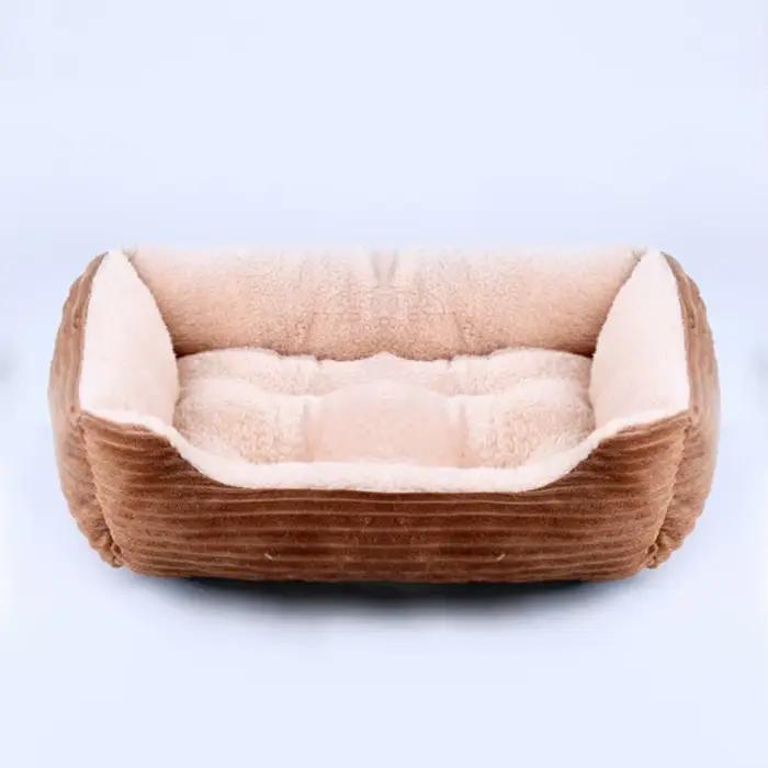 Lit pour chien et chat, niche carrée en peluche, canapé-lit pour chien de taille moyenne et petite, 