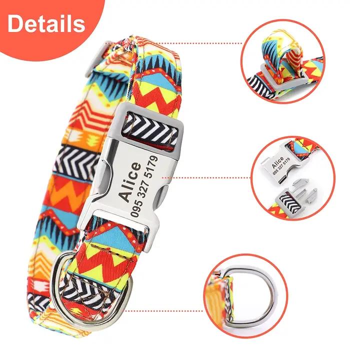 Collier en nylon personnalisé avec nom gravé pour animal de compagnie, collier pour chiot, identific