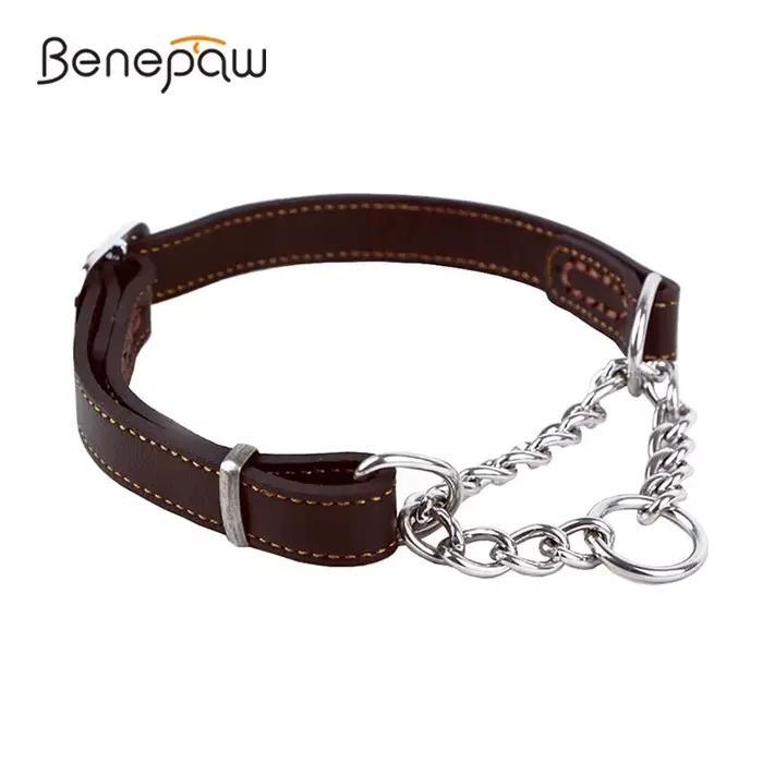Benepaw Martingale collier en cuir sans traction Anti-fuite collier de chien d'entraînement chaîne p