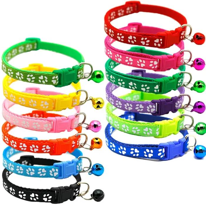 Collier pour animaux de compagnie avec cloche empreinte de dessin animé coloré chien chiot chat acce